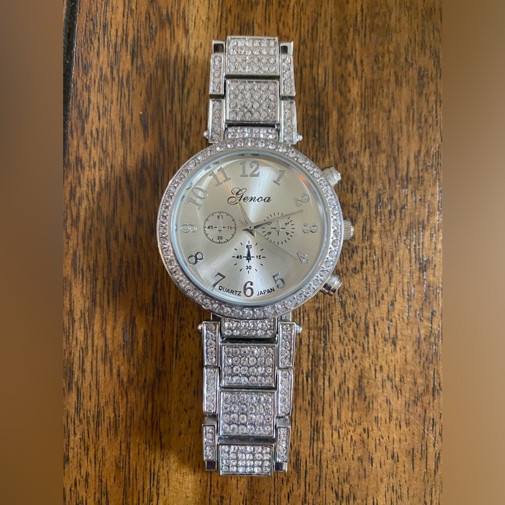 NWOT “Genoa Silver Rhinestones Watch”